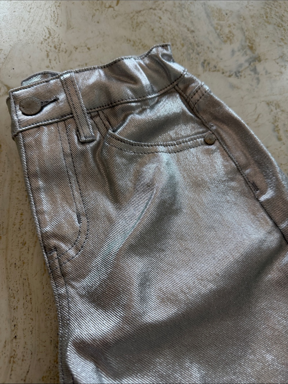 Cat & Jack Grit & Glam Metallic Pants Girls Sz 8 Silver Sparkle - Picture 3 of 9